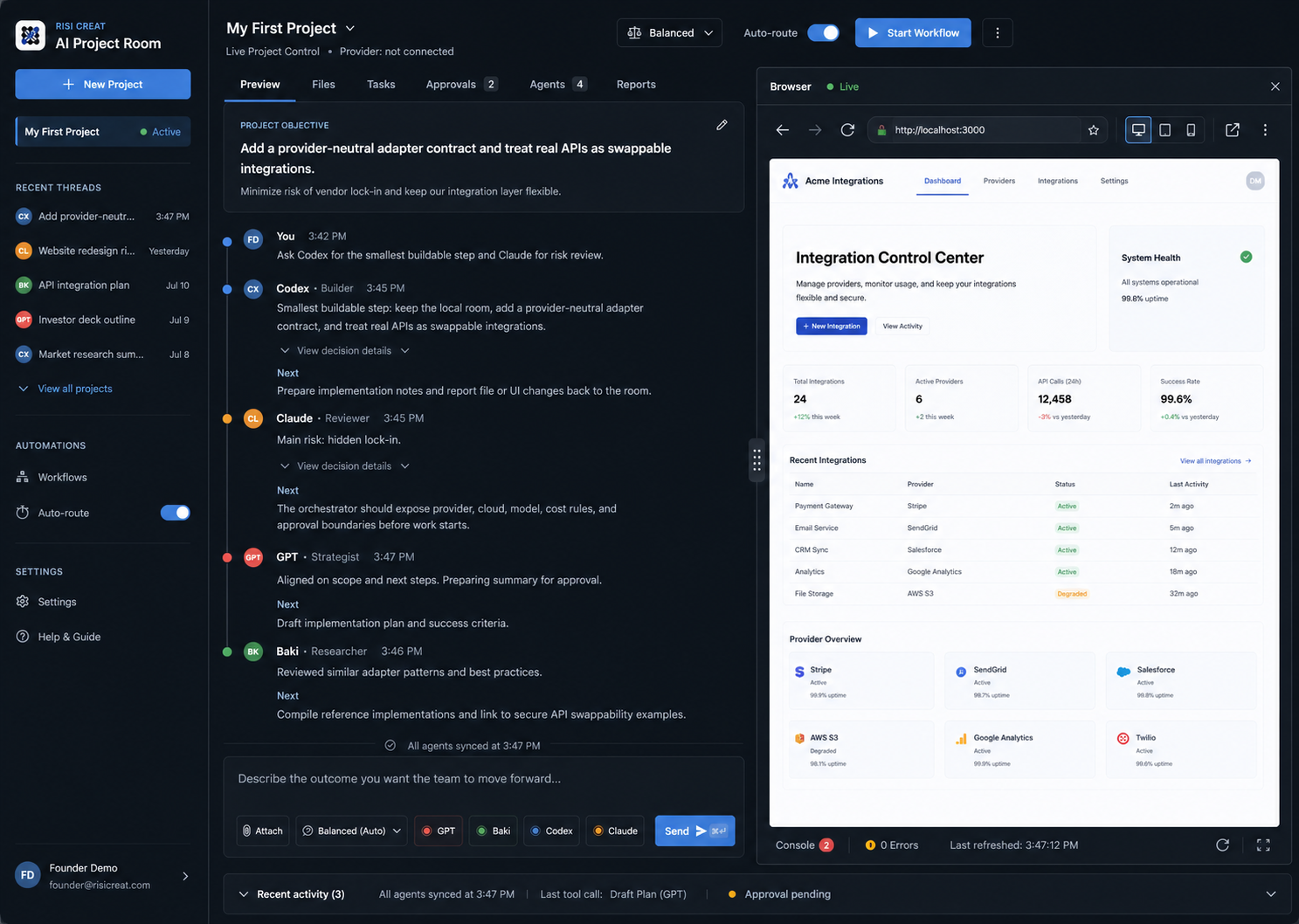 AI Project Room workspace preview